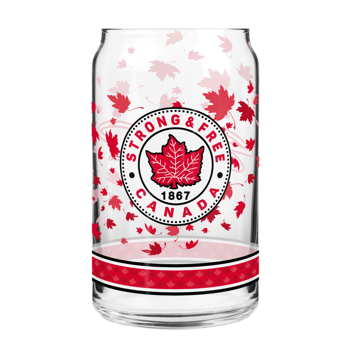 Strong and Free Canada 16 oz Can Glass