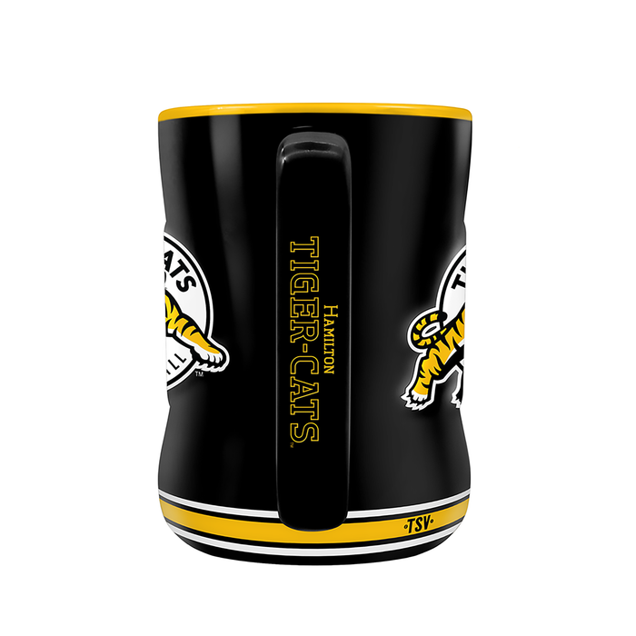 Tasse sculptée avec écusson de l'équipe des Tiger-Cats de Hamilton de la LCF (14 oz)