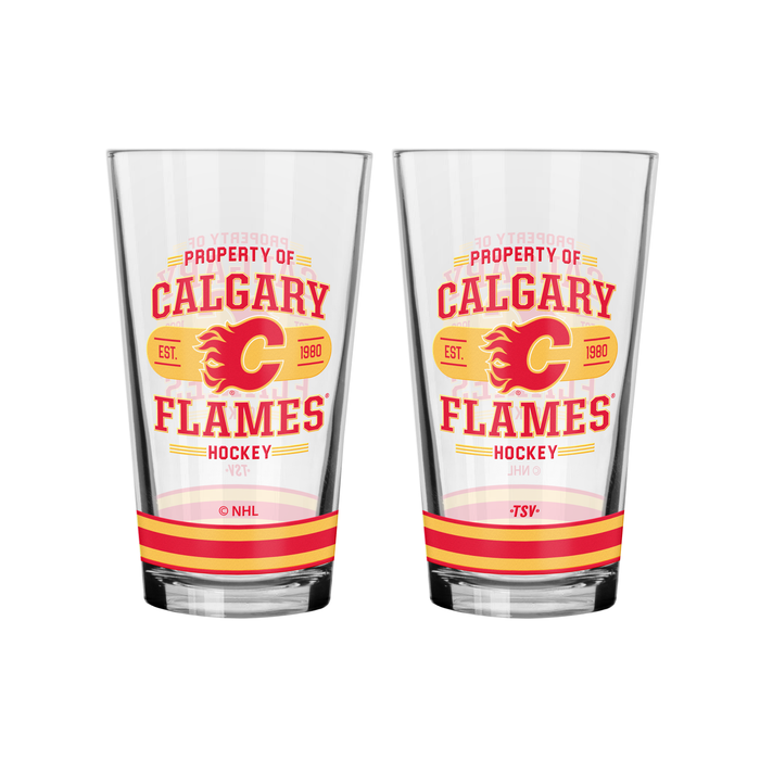 NHL Calgary Flames Property of 16 oz 2-pack Mixing Glass