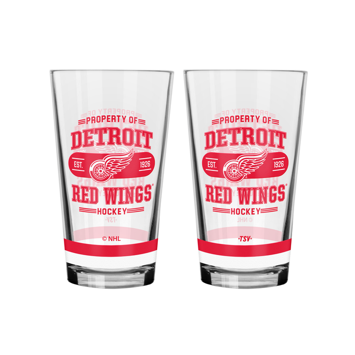 NHL Detroit red Wings Property of 16 oz 2-pack Mixing Glass