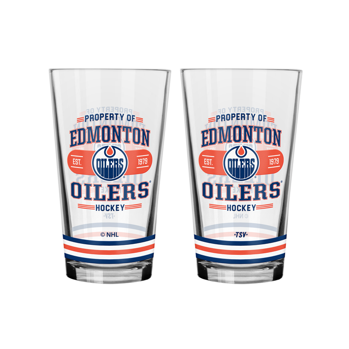 NHL Edmonton Oilers Property of 16 oz 2-pack Mixing Glass