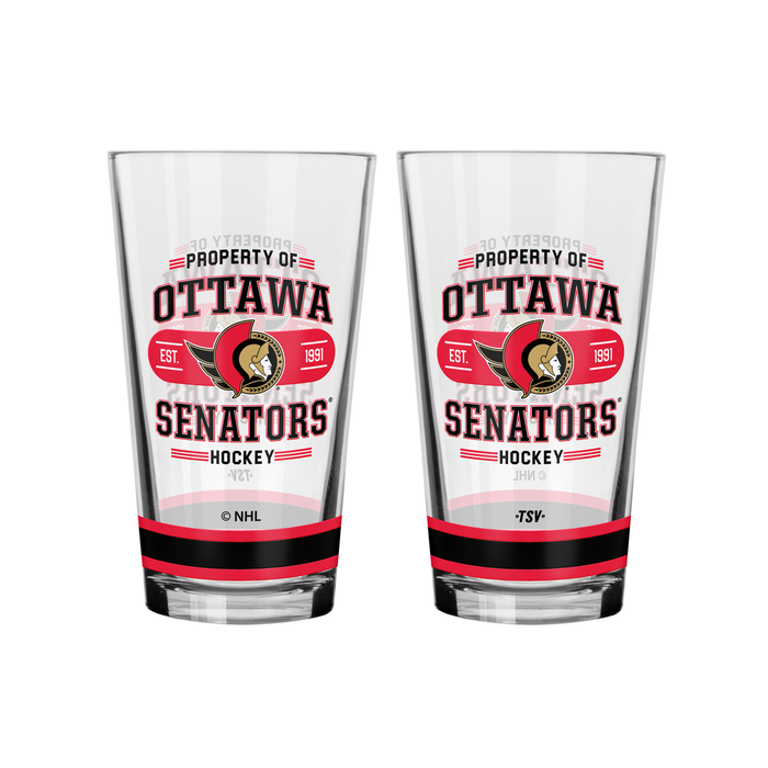 NHL Ottawa Senators Property of 16 oz 2-pack Mixing Glass