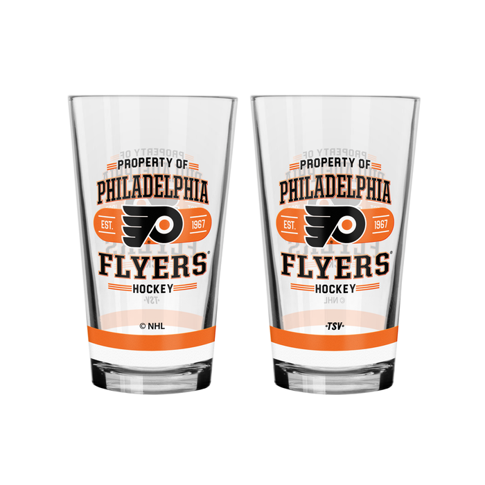 NHL Philidephia Flyers Property of 16 oz 2-pack Mixing Glass