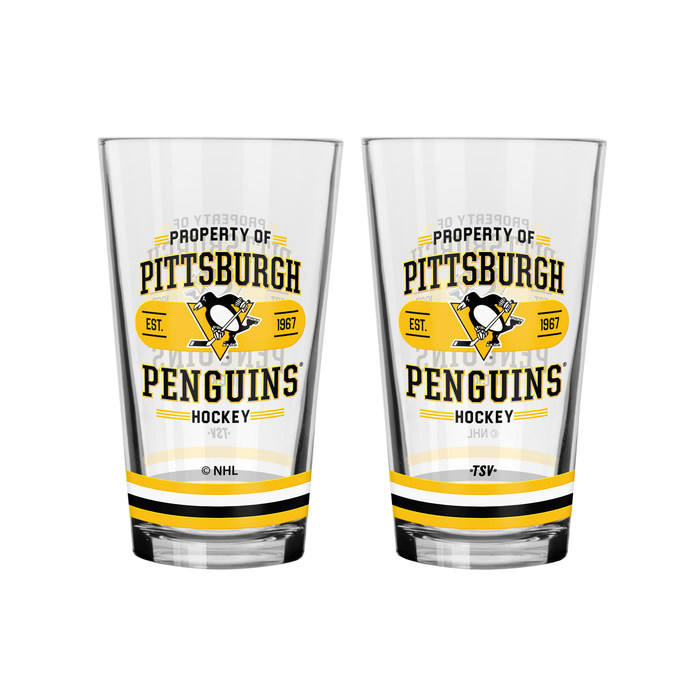 NHL Pittsburgh Penguins Property of 16 oz 2-pack Mixing Glass