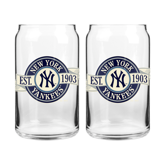 MLB New York Yankees 16 oz Can Glass Banner Design