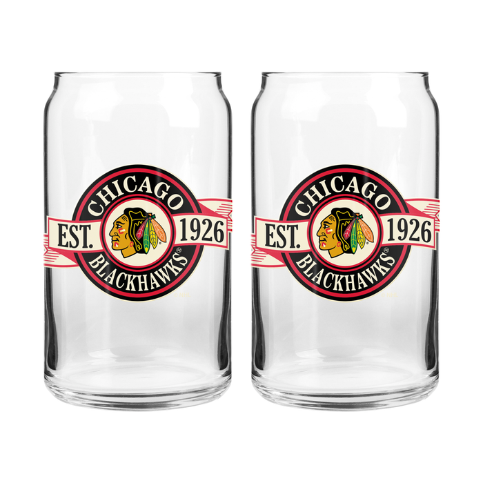 NHL Chicago Blackhawks 16 oz Can Glass Banner Design