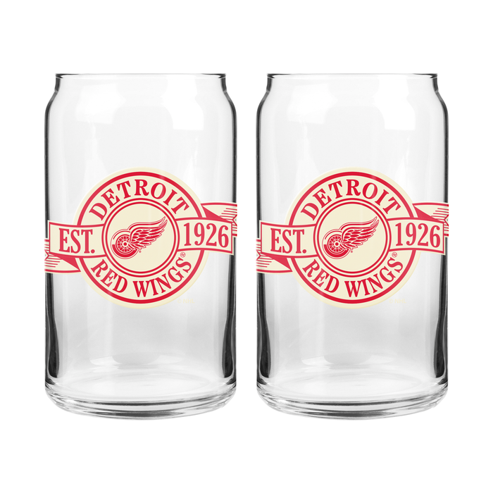 NHL Detroit Red Wings 16 oz Can Glass Banner Design