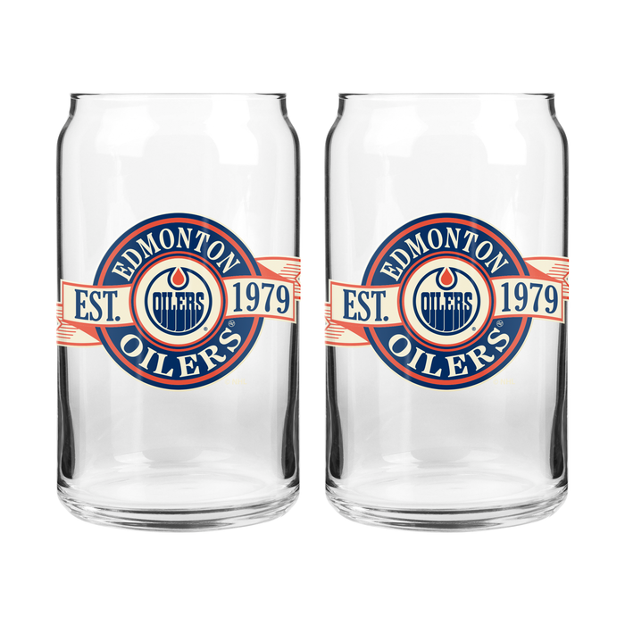 NHL Edmonton Oilers 16 oz Can Glass Banner Design