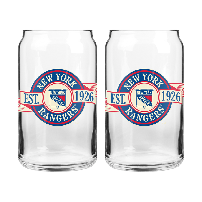 NHL New York Rangers 16 oz Can Glass Banner Design