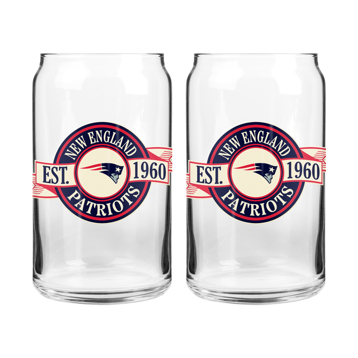 NFL New England Patriots 16 oz Can Glass Banner Design