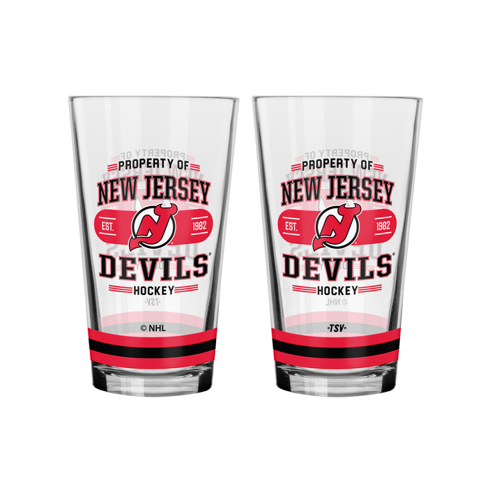 NHL New Jersey Devils Property of 16 oz 2-pack Mixing Glass
