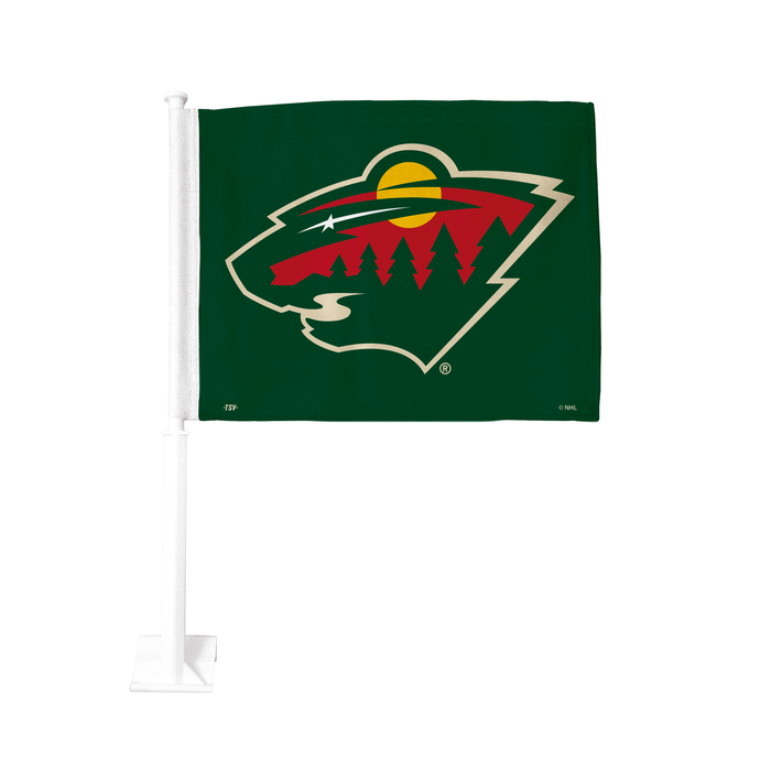 Drapeau de voiture double face 11 x 15 pouces des Wild du Minnesota de la LNH