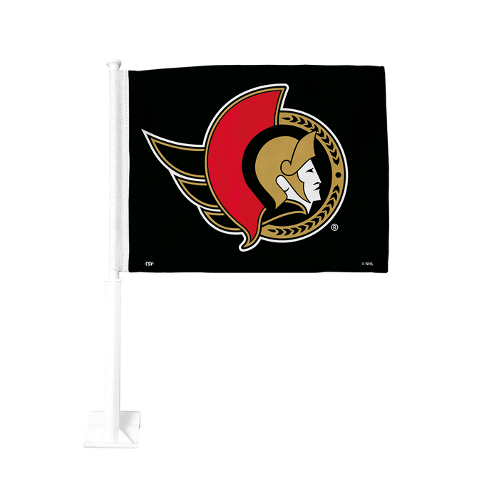 Drapeau de voiture noir recto verso des Sénateurs d'Ottawa de la LNH (11 x 15 po)
