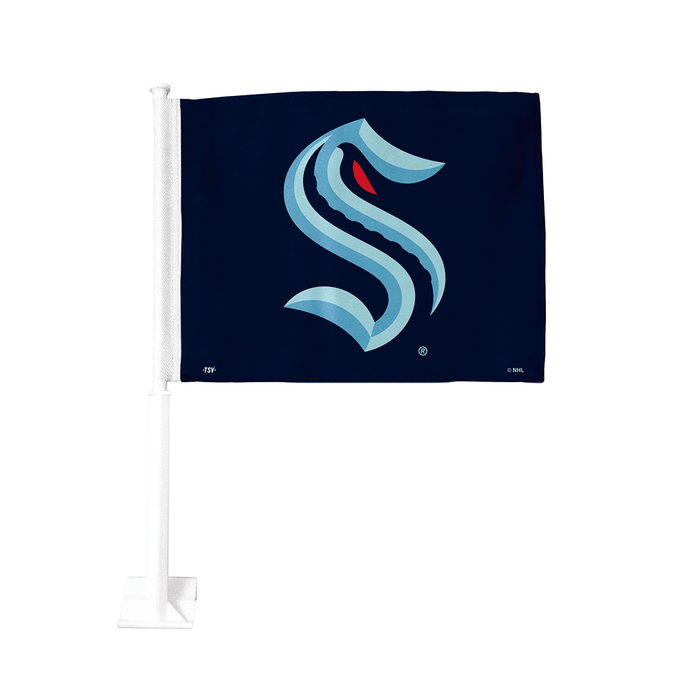 Drapeau de voiture double face 11 x 15 de la LNH du Kraken de Seattle