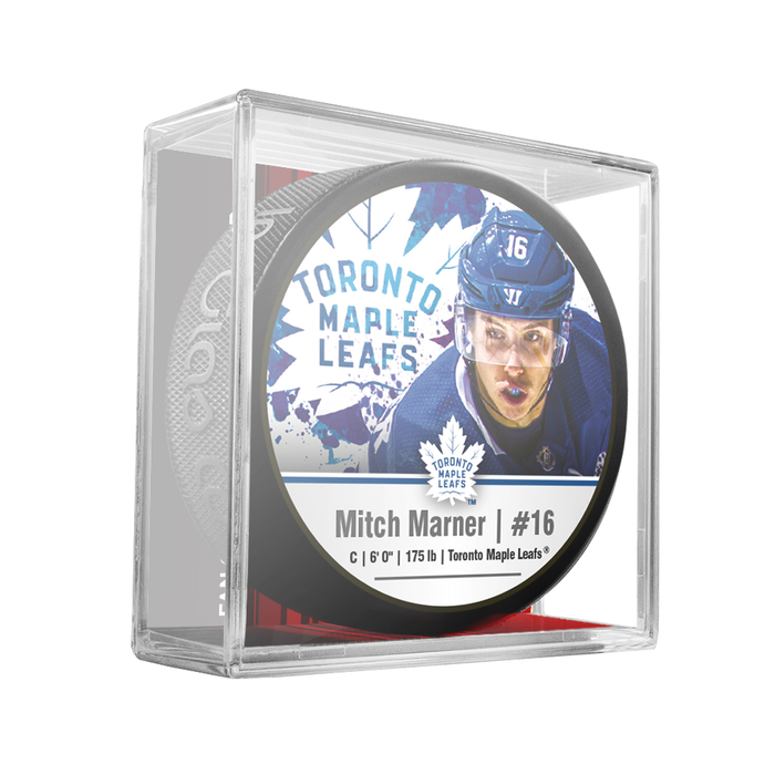 NHLPA Mitchell Marner #16 Toronto Maple Leafs Souvenir Hockey Puck In Cube