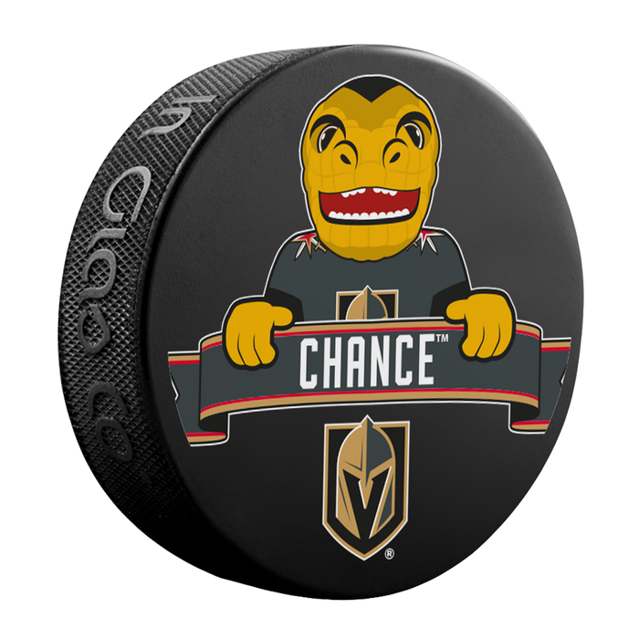 <transcy>Rondelle de hockey souvenir de mascotte des chevaliers d'or de Vegas de la LNH</transcy>