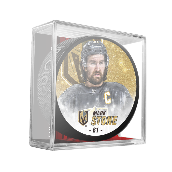 NHLPA Mark Stone #61 Vegas Golden Knights Special Edition Glitter Puck In Cube