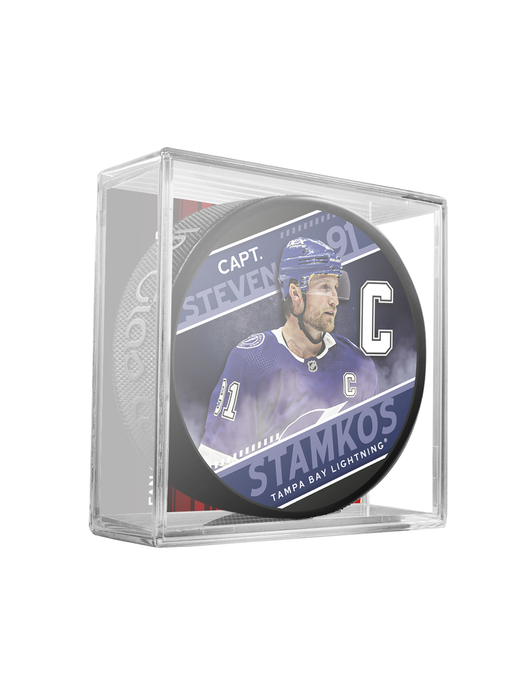 NHL Captain Series Steven Stamkos Tampa Bay Lightning Souvenir Hockey Puck In Cube