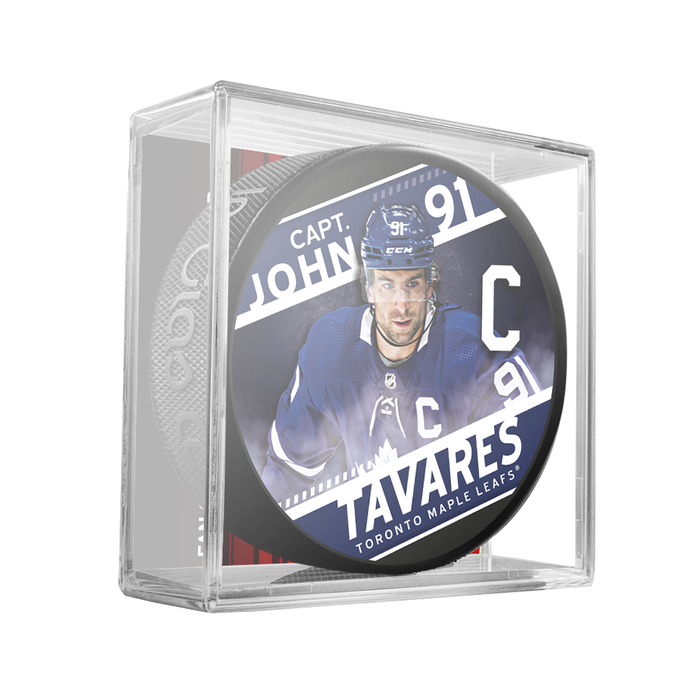 NHL Captain Series John Tavares Toronto Maple Leafs Souvenir Hockey Puck In Cube