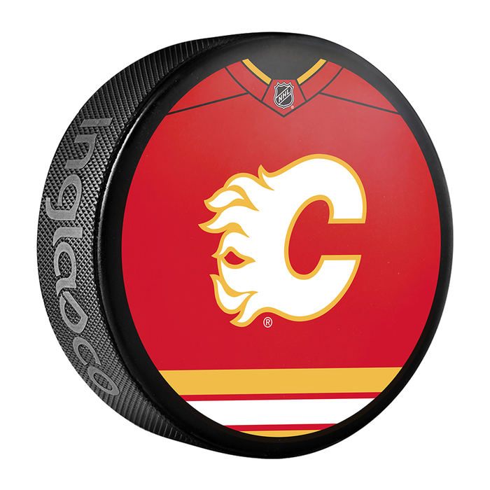 NHL Calgary Flames Jersey Design Souvenir Collector Hockey Puck