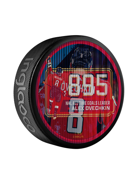Rondelle souvenir lenticulaire Alex Ovechkin des Capitals de Washington, meilleur buteur de tous les temps (895)
