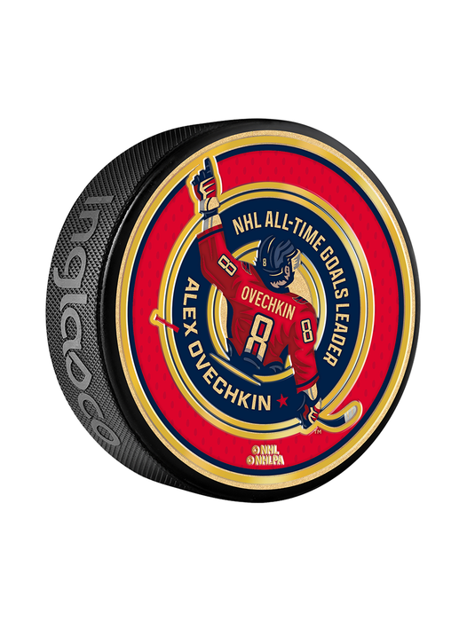NHLPA Alex Ovechkin Washington Capitals 895 All-Time Goals Leader Medallion Souvenir Collectors Puck