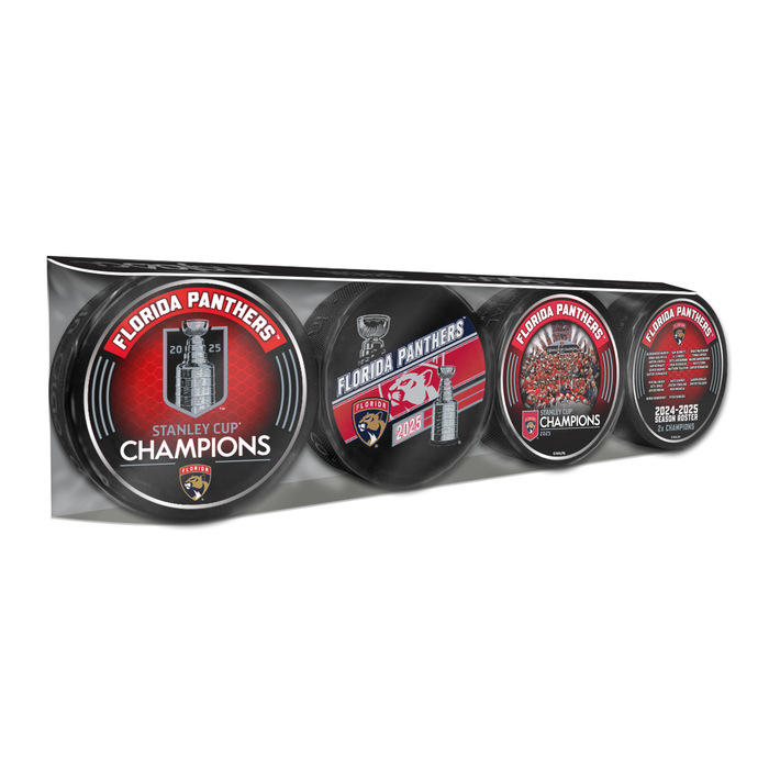 NHL Playoffs 2025 Stanley Cup Champs Florida Panthers 4-pack Souvenir Collector Puck