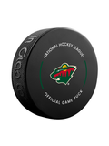 NHL Minnesota Wild 2023-24 Official Game Hockey Puck In Cube