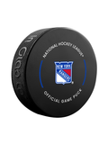 NHL New York Rangers 2023-24 Official Game Hockey Puck In Cube