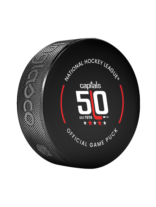 Rondelle de hockey officielle de la LNH pour le 50e anniversaire des Capitals de Washington, match de l'équipe 2024-25, design en cube