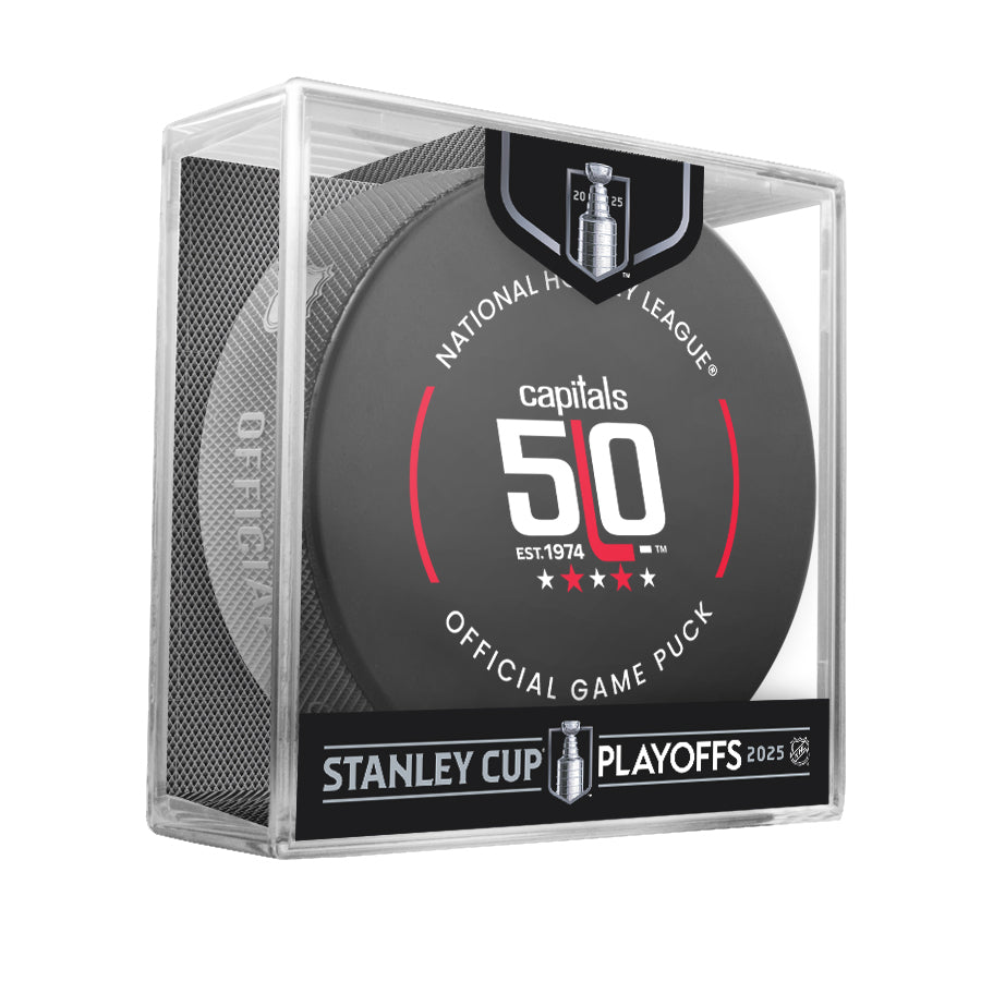 NHL Washington Capitals 2025 Official Playoffs Game Hockey Puck Design In Cube