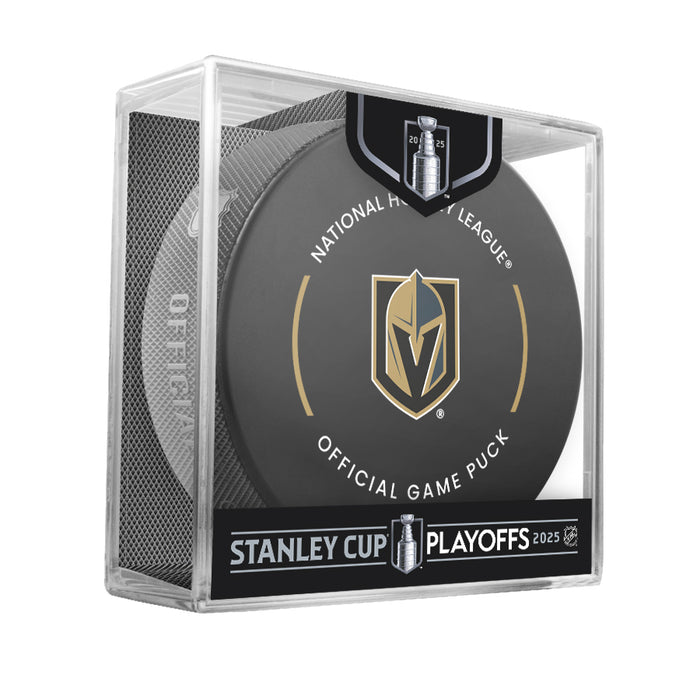 NHL Vegas Golden Knights 2025 Official Playoffs Game Hockey Puck Design In Cube