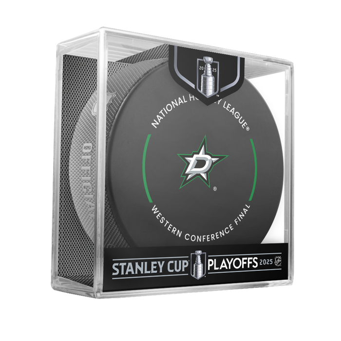NHL Dallas Stars 2025 Official Playoffs Round 3 Game Puck Design In Cube