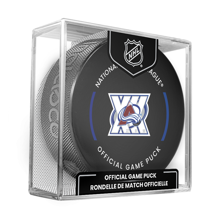 NHL Colorado Avalanche 30th Anniversary Officially Licensed 2025-2026 Game Puck Design In Cube