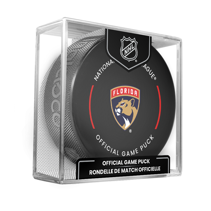 NHL Florida Panthers Officially Licensed 2025-2026 Game Puck Design In Cube
