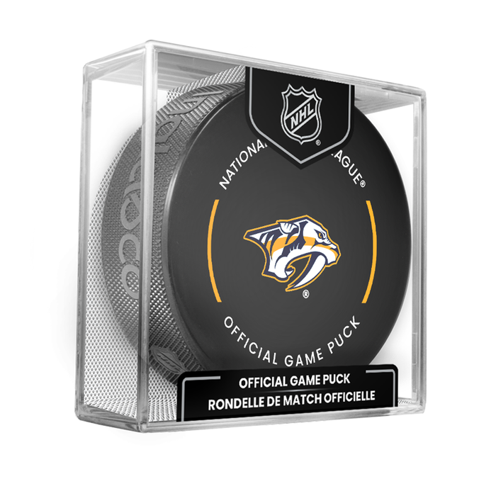 NHL Nashville Predators Officially Licensed 2025-2026 Game Puck Design In Cube