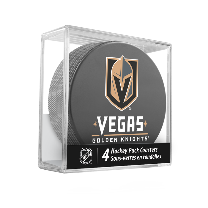 NHL Vegas Golden Knights Hockey Puck Drink Coasters (4-Pack) In Cube