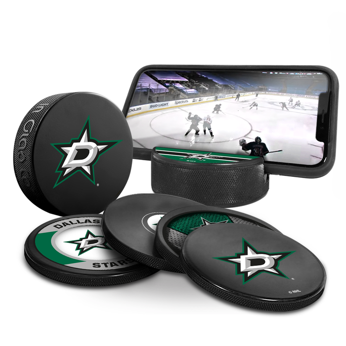 Coffret de 3 souvenirs de la LNH pour les fans des Stars de Dallas. Comprend : 1 rondelle de hockey classique officielle de la LNH, 4 sous-verres et 1 support pour appareil multimédia.