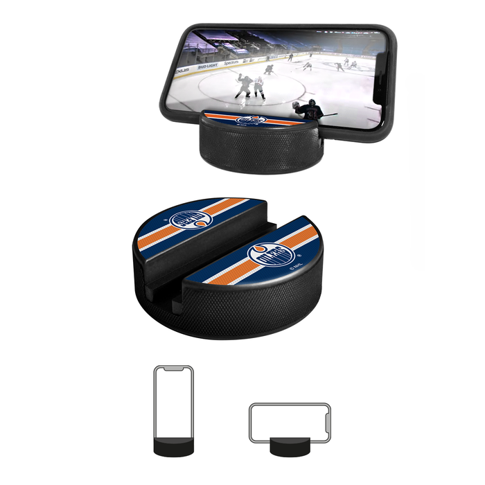 Coffret de 3 souvenirs de la LNH des Oilers d'Edmonton. Comprend : 1 rondelle de hockey classique officielle de la LNH, 4 sous-verres et 1 support pour appareil multimédia.