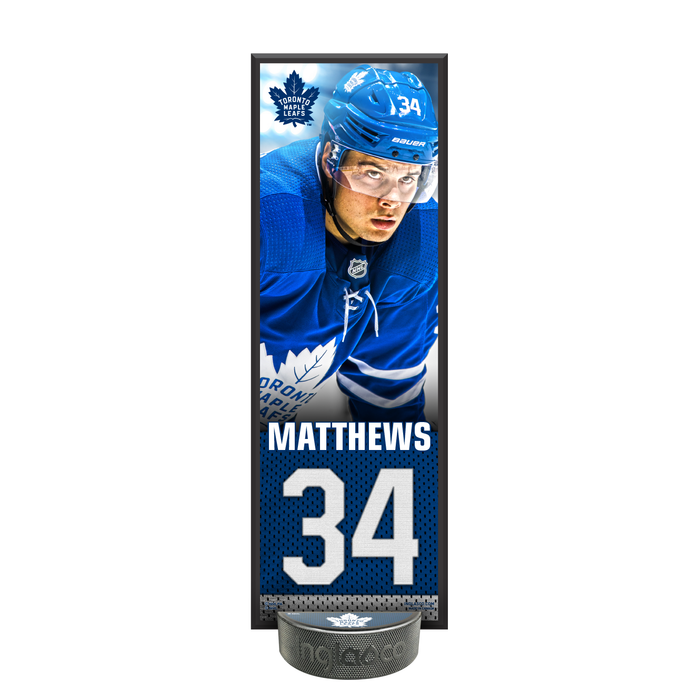 NHLPA Auston Matthews #34 Toronto Maple Leafs Deco Plaque And Hockey Puck Holder Set