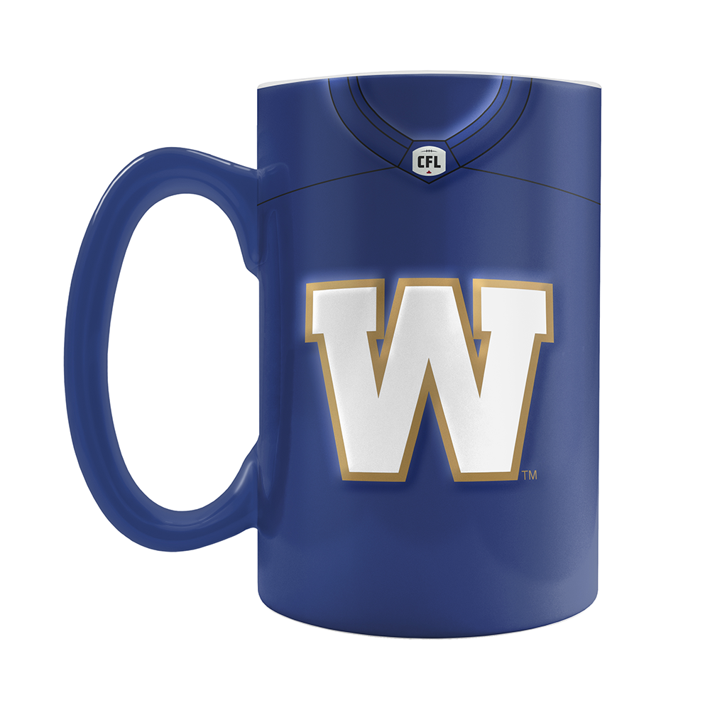 CFL Winnipeg Blue Bombers Jersey Style Sculpted Mug (20 oz)