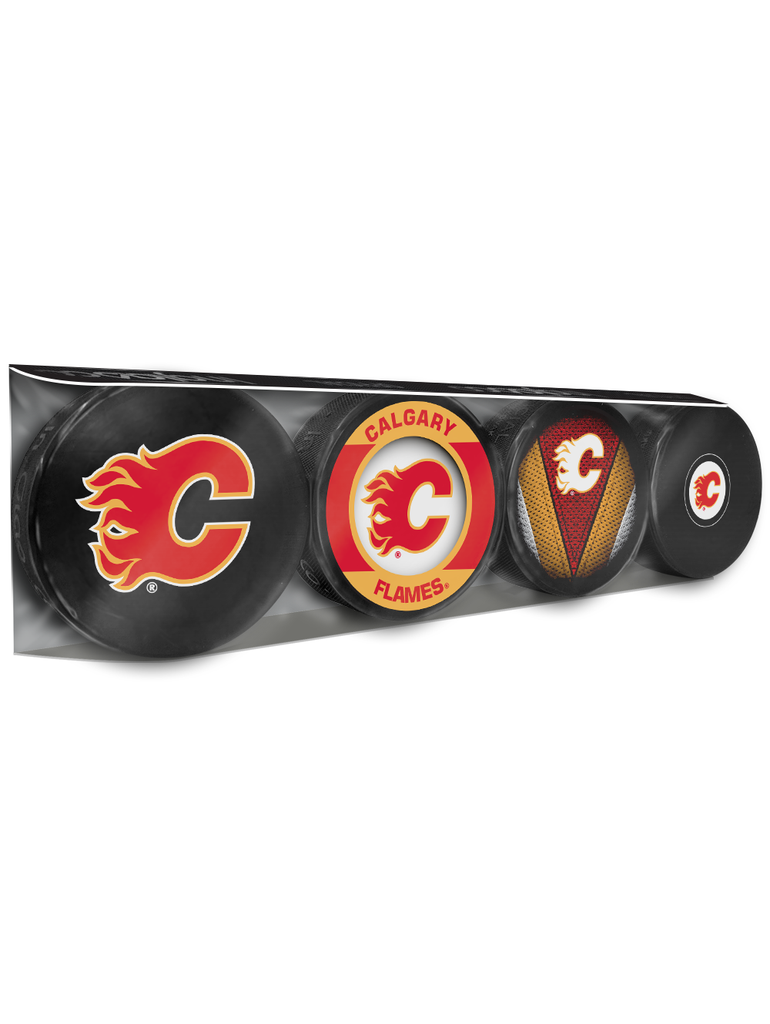 NHL Calgary Flames Souvenir Hockey Puck Collector's 4-Pack