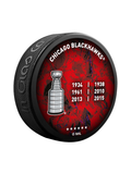 NHL Chicago Blackhawks 6 Time Stanley Cup Champions: 1934 / 1938 / 1961 / 2010 / 2013 / 2015 Commemorative Collector Puck