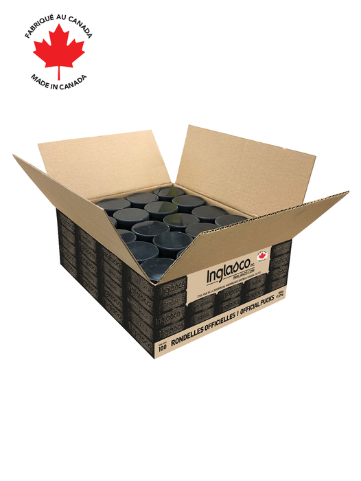 Box Of 100 Official Canadian Pro 6oz Hockey Pucks
