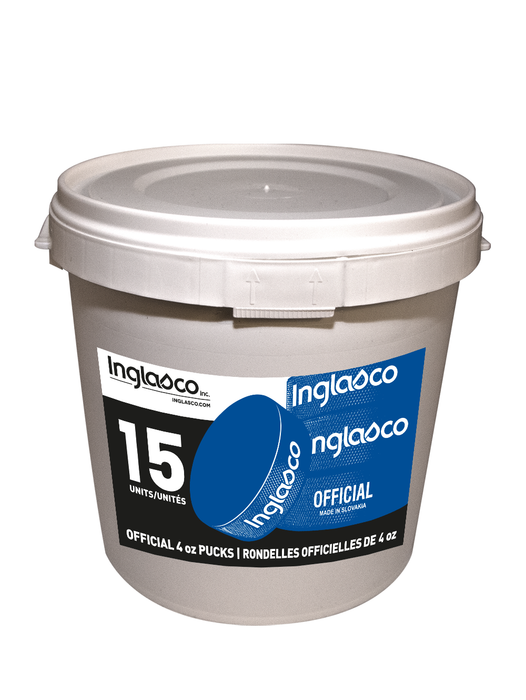 Bucket Of 15 Blue Junior 4oz Hockey Pucks