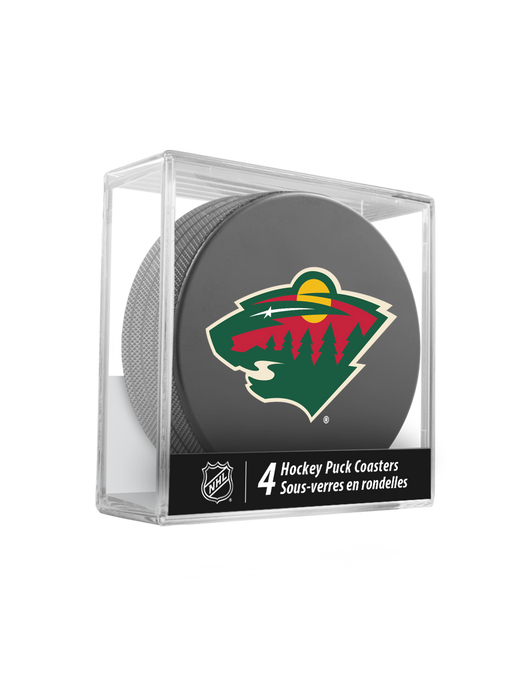 NHL Minnesota Wild Hockey Puck Drink Coasters (4-Pack) In Cube