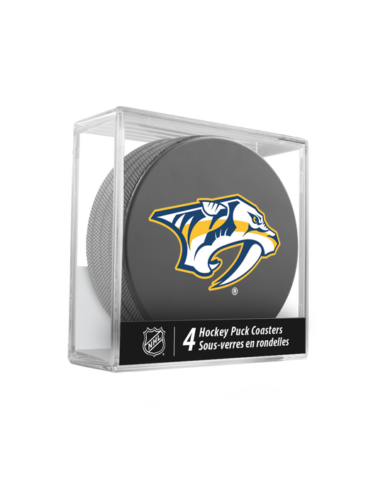 NHL Nashville Predators Hockey Puck Drink Coasters (4-Pack) In Cube