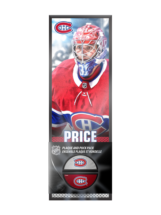 NHLPA Carey Price #31 Ensemble de plaque déco et support de rondelle de hockey Canadiens de Montréal