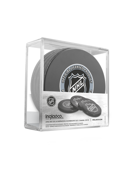 NHL San Jose Sharks Hockey Puck Drink Coasters (4-Pack) In Cube