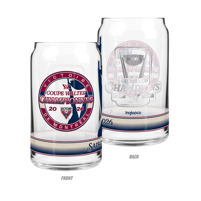 PWHL Montreal Victoire 2026 16 OZ Can Glass - Walter Cup Champs